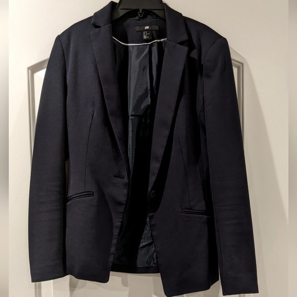 H&M Navy Blue Blazer Suit Jacket - Picture 8 of 15